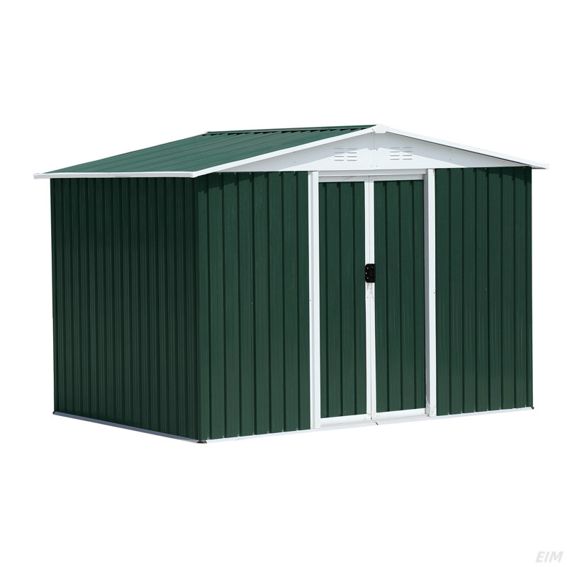 Outdoor Storage Sheds Apex Roof, 72.58" H x 99.62" W x 70.42" D, Green