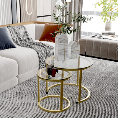 Gold Nesting Coffee Table Set of 2