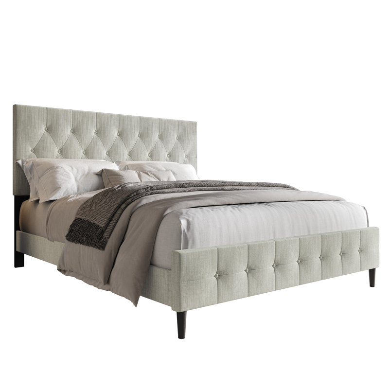 Medardus Upholstered Platform Bed, Queen, Light Gray