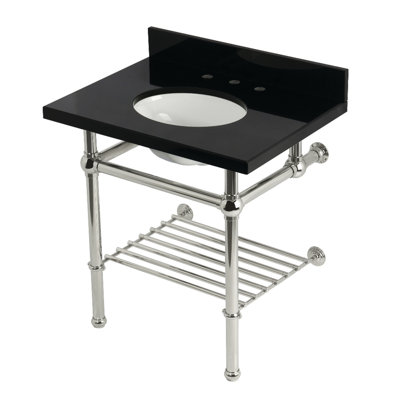 Évier console KVPK3030KBB5 en laiton Kingston de 30 po avec pieds en laiton (8 pouces, 3 trous) Kingston