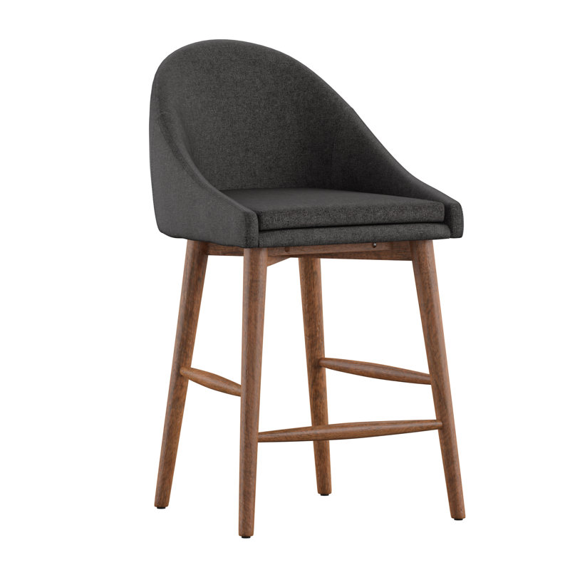 Tabouret de bar et de comptoir Loyd, Tabouret de comptoir (siège d'une hauteur de 24,2, Naturel, Gris foncé