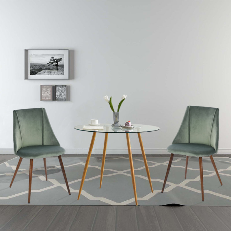 Ensemble de salle à manger Jabrina, Vert, Chêne, 1 table et 2 chaises