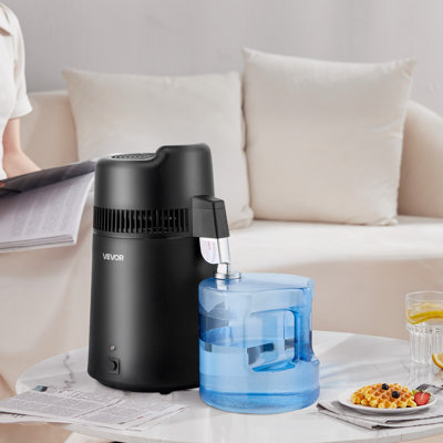 Water Distiller, 6L 1.6 Gallon Larger Pure Water Purifier Filter For Home Table Countertop, 900W Plastic Distilled Maker, Stainless Steel Interior Drinking Machine to Make Clean Waters, Black