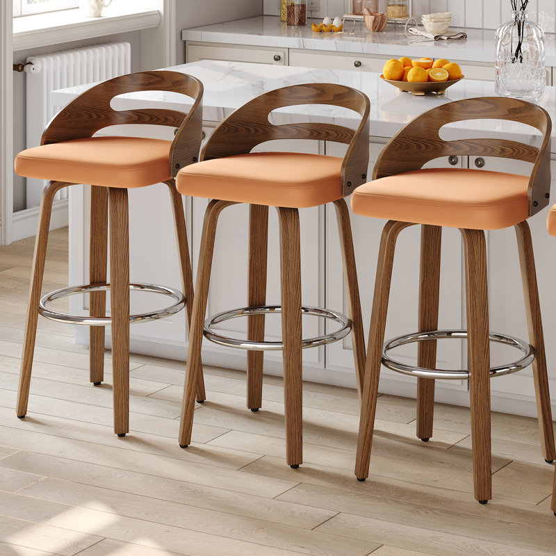 Mahtab Swivel Upholstered Counter Stool, Orange, Bar Stool (77cm Seat Height)