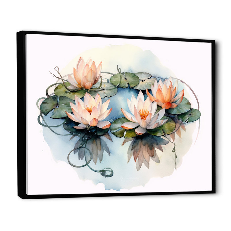«Natures Lotus Lilly» sur toile, Cadre flottant noir, H 12 po x l 20 po x P 1 po