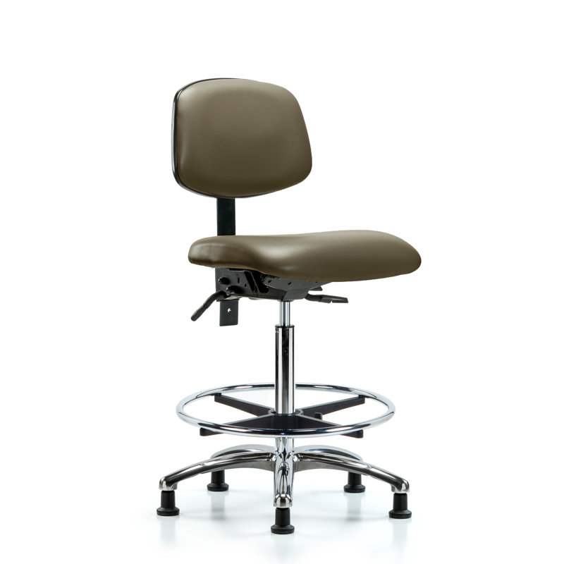Chaise de travail en vinyle Lakayden, Non, Taupe, Patins