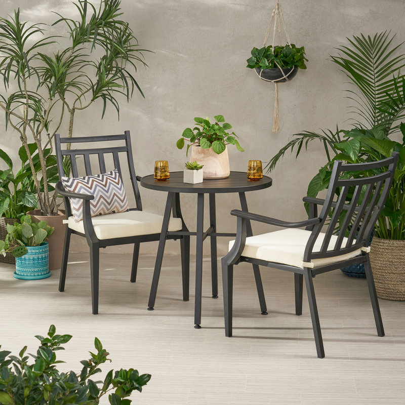 Ensemble bistro long en fer avec coussins 27,25 po Johnstown, Beige
