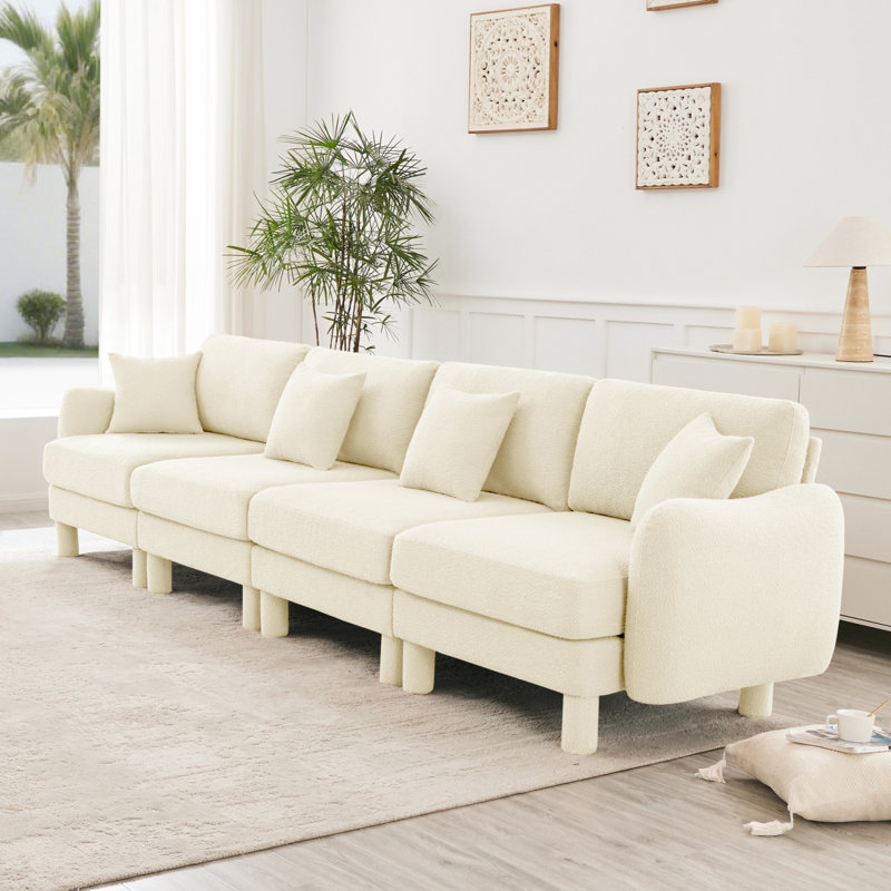 Canapé 4 places en tissu Boucle, Beige