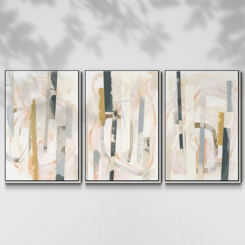 Melon Litmus IFramed Premium Gallery Wrapped Canvas Set of 3, H 27 po x l 54 po x P 2 po, Cadre blanc