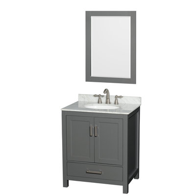 Sheffield 30" Freestanding Single Bathroom Vanity with Marble Top with 24" Mirror