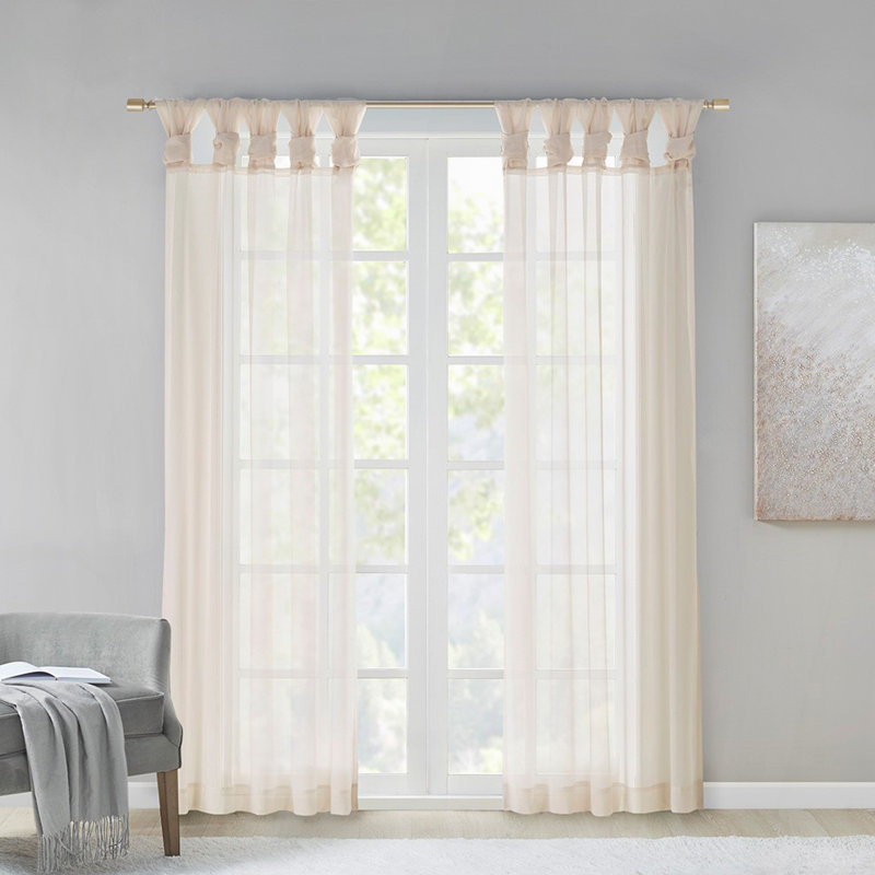 Twisted Tab Voile Sheer Window Pair, 50" W x 63" L
