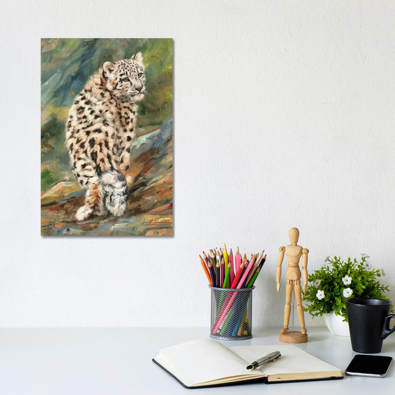 Snow Leopard Cub Looking Back by David Stribbling - Wrapped Canvas Gallery-Wrapped Canvas Giclée, 20.32 cm H x 30.48 cm W