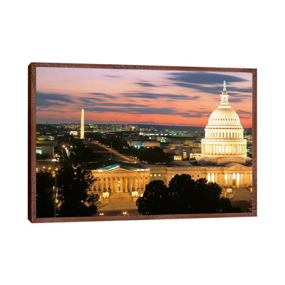 High Angle View Of A City Lit Up At Dusk, Washington DC, USA by Panoramic Images - Gallery-Wrapped Canvas Giclée on Canvas