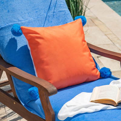 Housse de coussin d'extérieur avec pompons pour filles