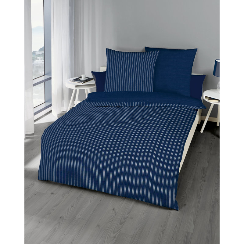 Striped Duvet Cover Set with Pillowcases, Double - 2 Pillowcases (80 x 80 cm)