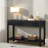 Modern Console Table With Striped Design, 2 Drawers And 2-tier Design-1846456589