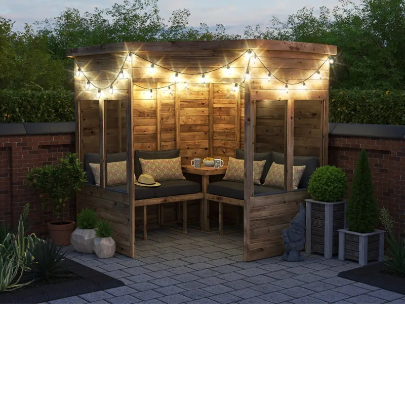 Dunster House Corner Garden Arbour with Glazed Panels, Pressure Treated, Apocallipo, 231cm H x 215cm W x 208cm D