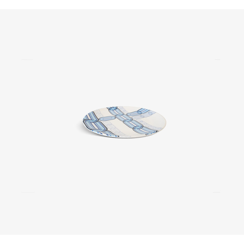 Napperon rond bleu tournesol, Bleu / blanc