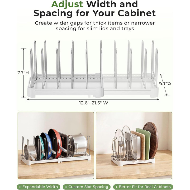 Adjustable Bakeware Organizer Pot Lid Holder Rack For Pots