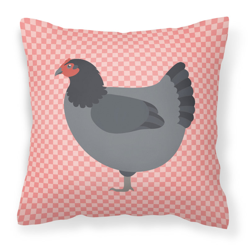 Coussin décoratif d’extérieur à motif de poulet à imprimé graphique, 18 po x 18 po, Rose