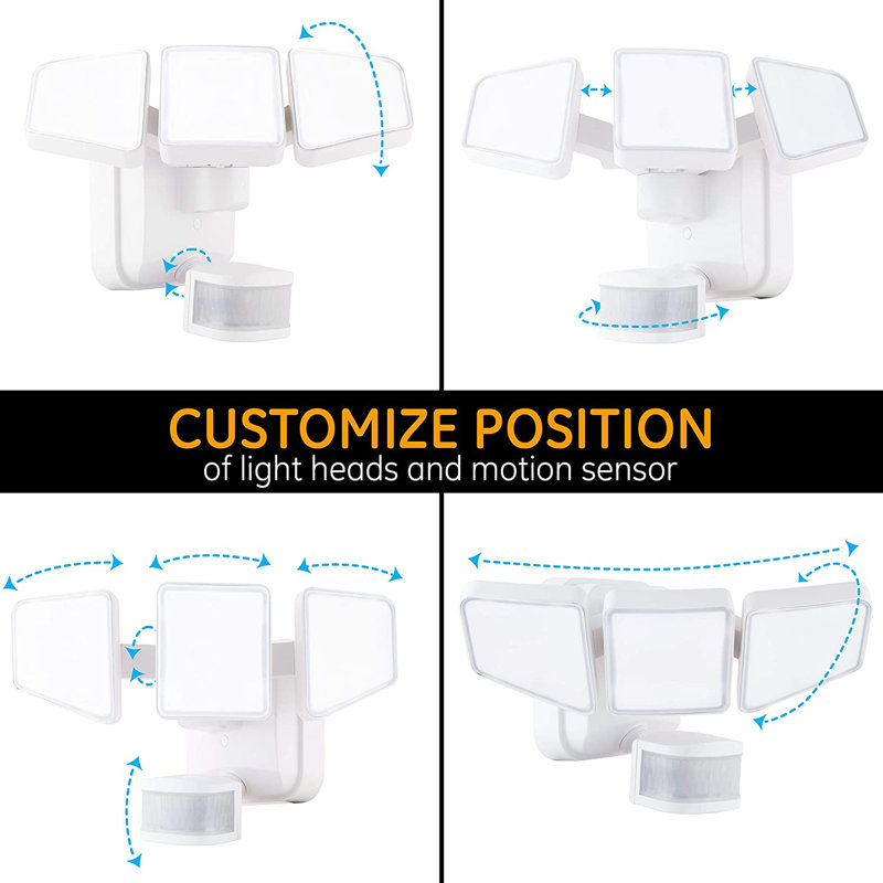 3 - Head Dusk to Dawn Outdoor Security Flood Light with Motion Sensor