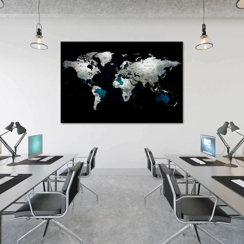 " Mysterious World Map Canvas Print " by Finnian P, 34" H x 51" W x 1.25" D