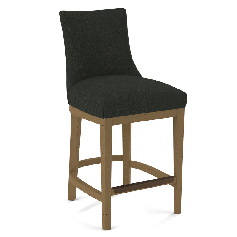Upholstered Stool, Salvador Asphalt, Pecan