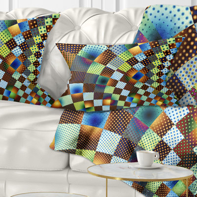 Coussin lombaire contemporain à motif décoratif géométrique fractal