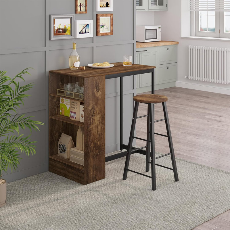 Wellkamp Metal Base Dining Table, Brown, Black 