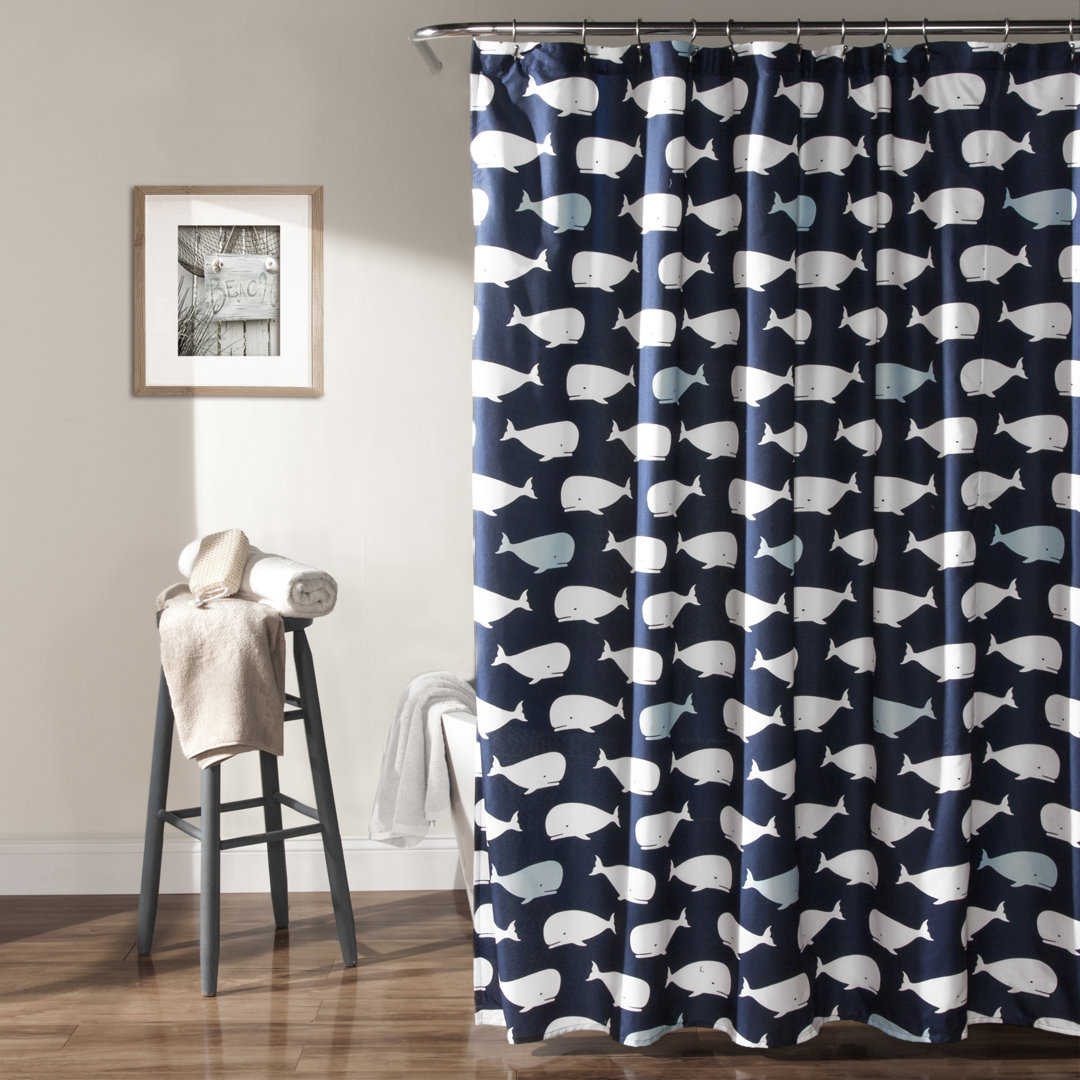 Whale Single Shower Curtain Lush Decor 