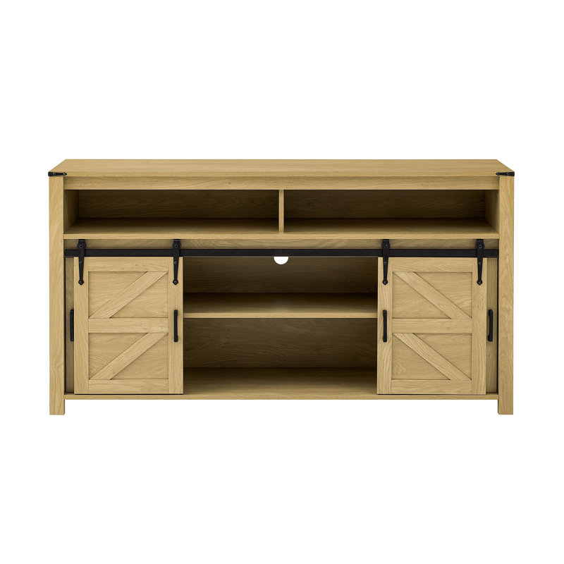 Buffet 59 po avec porte de grange coulissante et panneaux grillagés