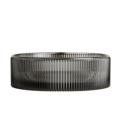 Transparent Black 14.24*4.64inch Round Crystal Glass Bathroom Sink Without Faucet, Clean And Refreshing Look, Long - Lasting For Regular Care, Suits Various Countertop Styles, Drain Stopper Advice
