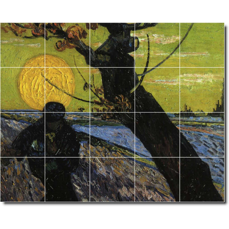 Carreau de peinture murale 40 po x 32 po 8 po x 8 po, Vincent Van Gogh, peinture de paysage W09345