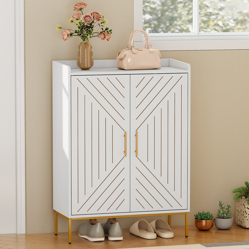 Armoire de rangement réglable pour chaussures à 5 niveaux - Rangement blanc pour vestibule, peut contenir 15 à 20 paires