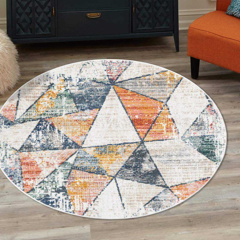 Caparro Geometric Rug, Round 7'3" x 7'3"