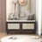 Bench For Living Room, Bedroom, Entryway, Cushioned Seat, Double Doors, 4 Compartments, 3-Level Height, + Beige, Home Ambiance Room And Beige-1888958355