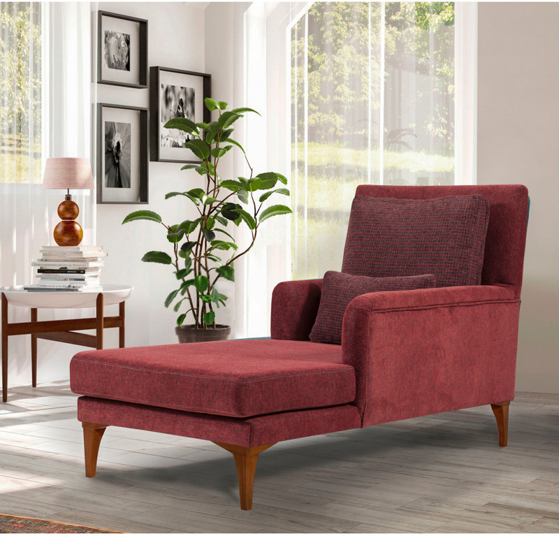 Chaise longue rembourrée Yaphank, 100 % polyester rose