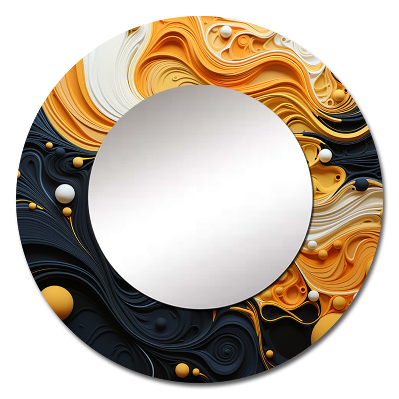 Orange noir, minimalisme qui coule harmonie - miroir mural minimaliste, miroir rond unique, 36 po x 36 po
