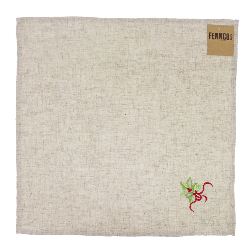 Embroidered Square Napkin, Natural
