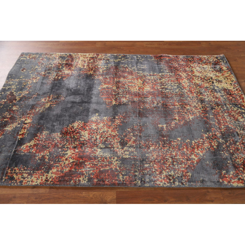 Tapis indien à motif abstrait All-Over 4 x 6