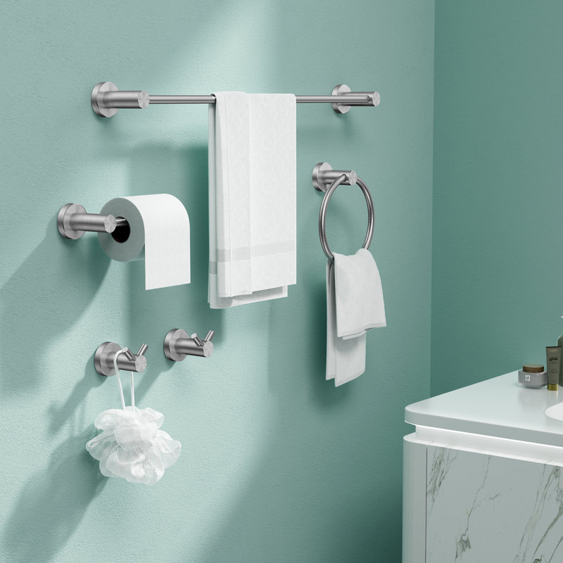 5 - Piece Bathroom Hardware Set, Silver