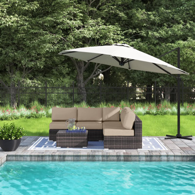 Ensemble de conversation pour 4 personnes avec coussins Sunbrella en osier Palacio entièrement assemblé
