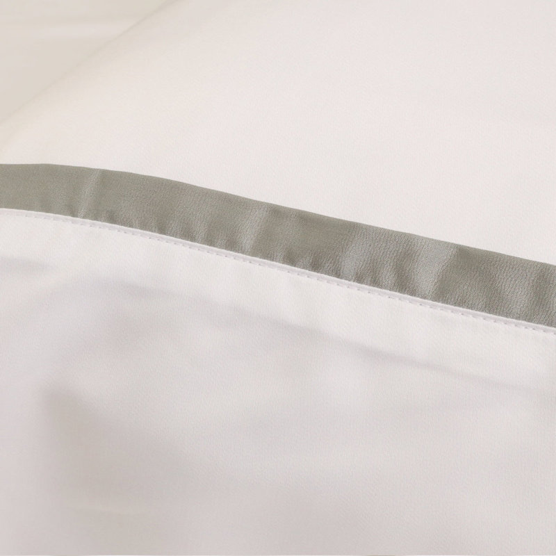 Langston Sateen Pillow Sham, White/Ocean