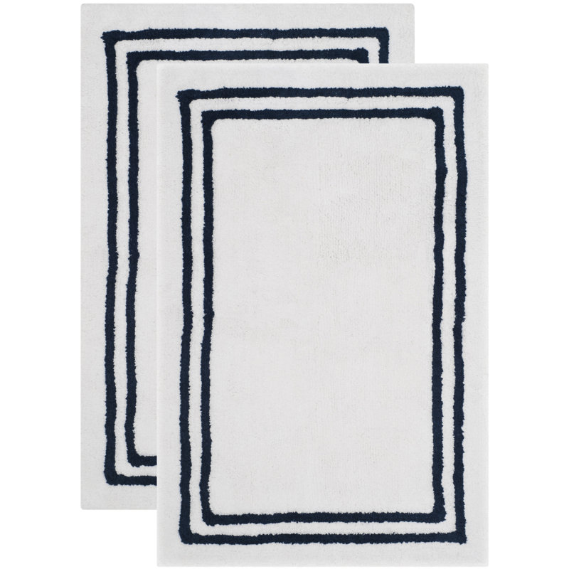 Tapis en coton touffeté à la main Amatista Bath, Bleu marine