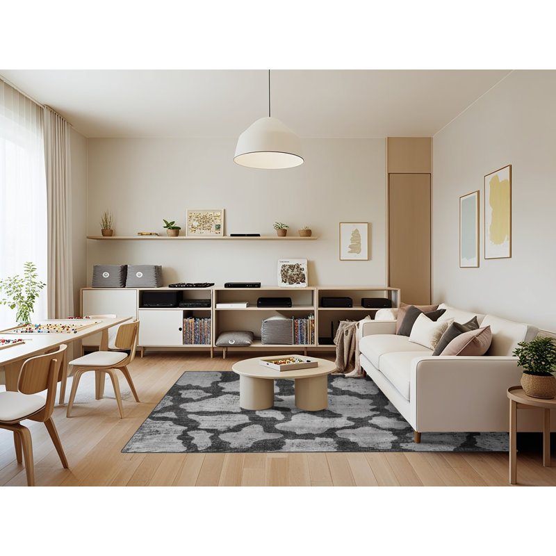 Tapis gris zone contemporaine, Rectangle 7 pi x 9 pi