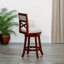 Tabouret pivotant à dossier en X de 24 po de hauteur comptoir, finition cerisier, siège en tissu beige-519815679-519815676