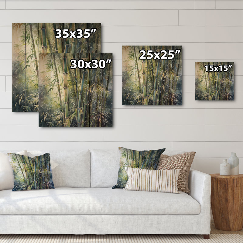 «Chabert Green Floral Bamboo Bliss II» sur impression sur bois, H 35 po x l 35 po x P 0,78 po