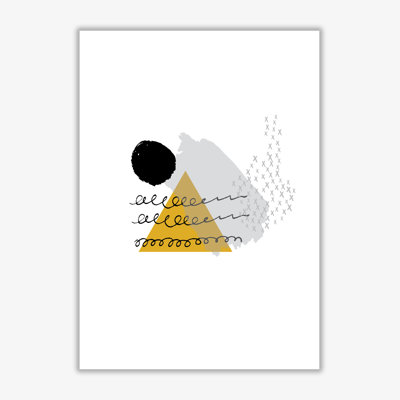 Mustard And Black Mountain Sun Abstract - Print