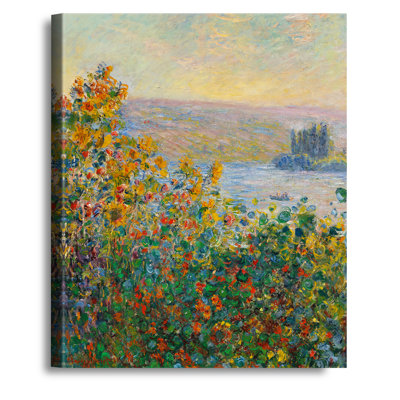 Parterres de fleurs à Vétheuil par Claude Monet, reproductions d'art classique sur toile, estampe numérique sur toile pour décoration intérieure