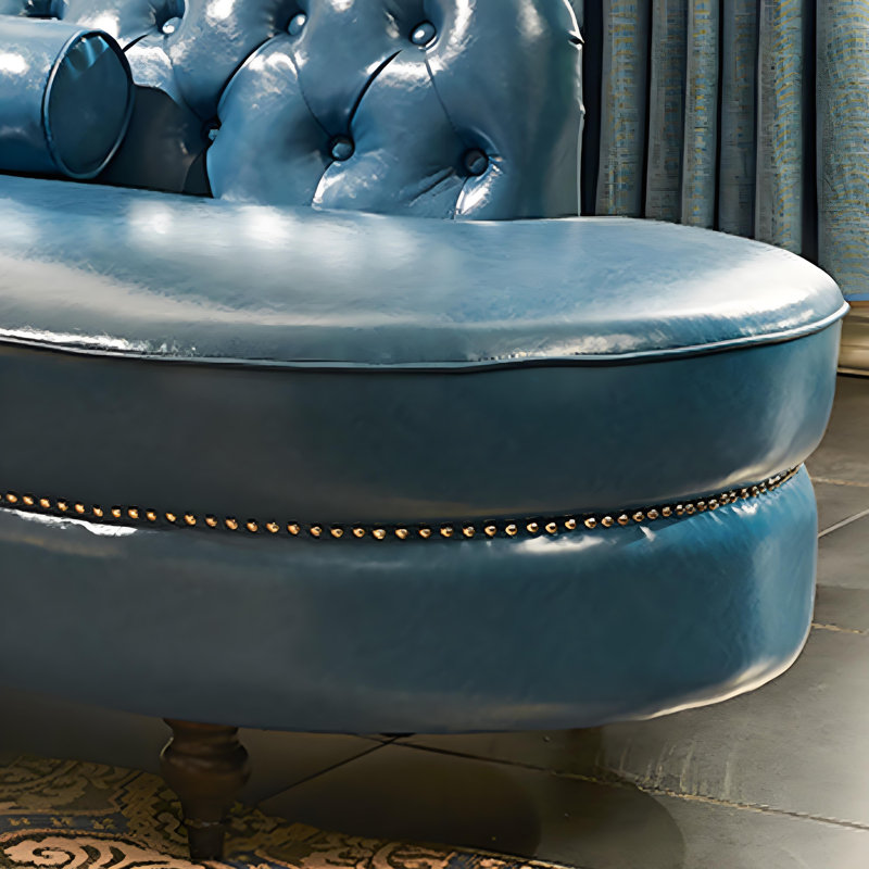Chaise longue en similicuir Elegant Light Luxury, Accoudoir à gauche (vu de face), Bleu foncé